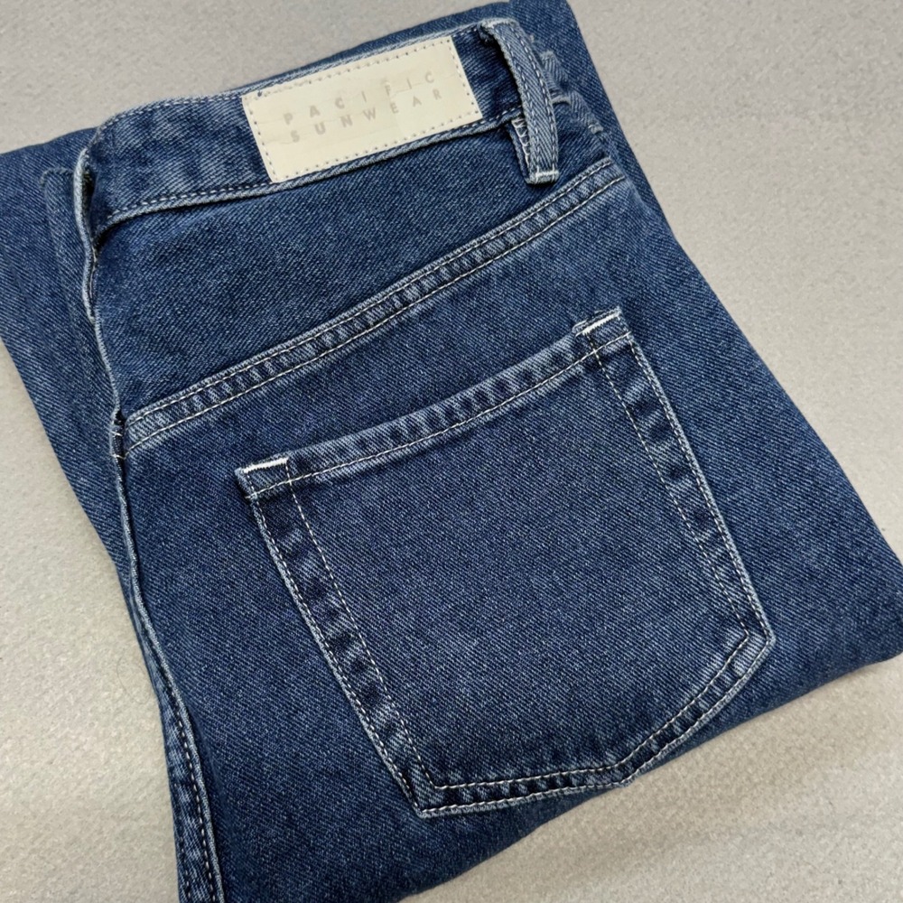 PacSun 90's Boyfriend Womens Jeans 28 Blue High Waisted Raw Hem Straight Leg